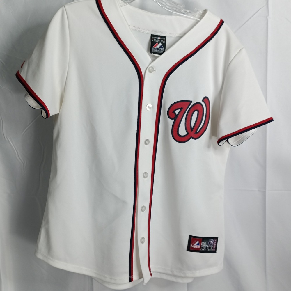Majestic Washington Nationals Womens Large Baseball Jersey White #14 6703 939F